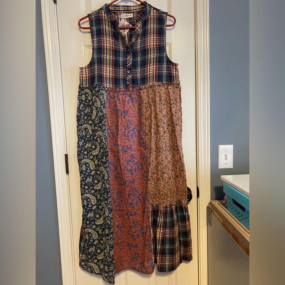 Multicolor Patchwork Sleeveless Dress